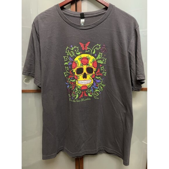 Dia De Los Muertos 2014 Sugar Skull Skeleton Day Of The Dead T-Shirt Tee Size L - Picture 1 of 6
